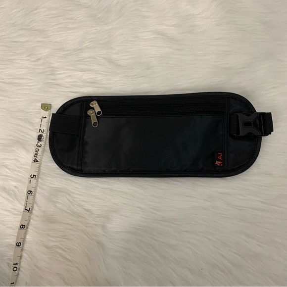 Black Crossbody Travel Canvas Anti-theft Slim Hidden Fanny Pack Wallet Bag - Picture 8 of 11